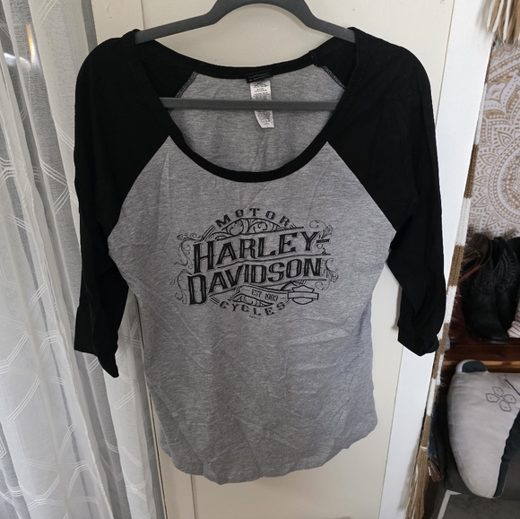 Harley-Davidson Tops - Harley-Davidson Women's Black and Gray Long Sleeve Tee